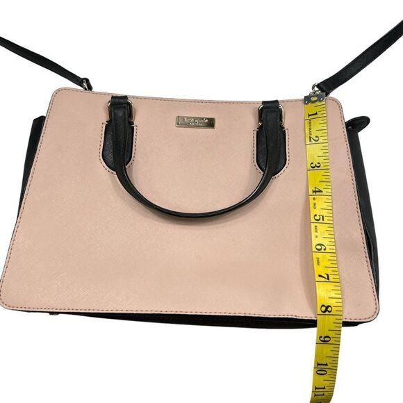 Kate Spade Laurel Way Reese Saffiano Leather Blush Pink Black Crossbody - Picture 13 of 16